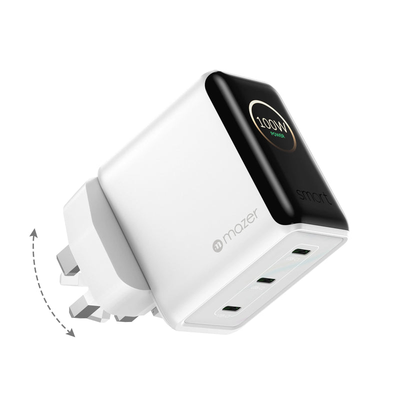 Mazer PrestigeGaN Ai 120W Foldable GaN Wall Charger (3 Ports)