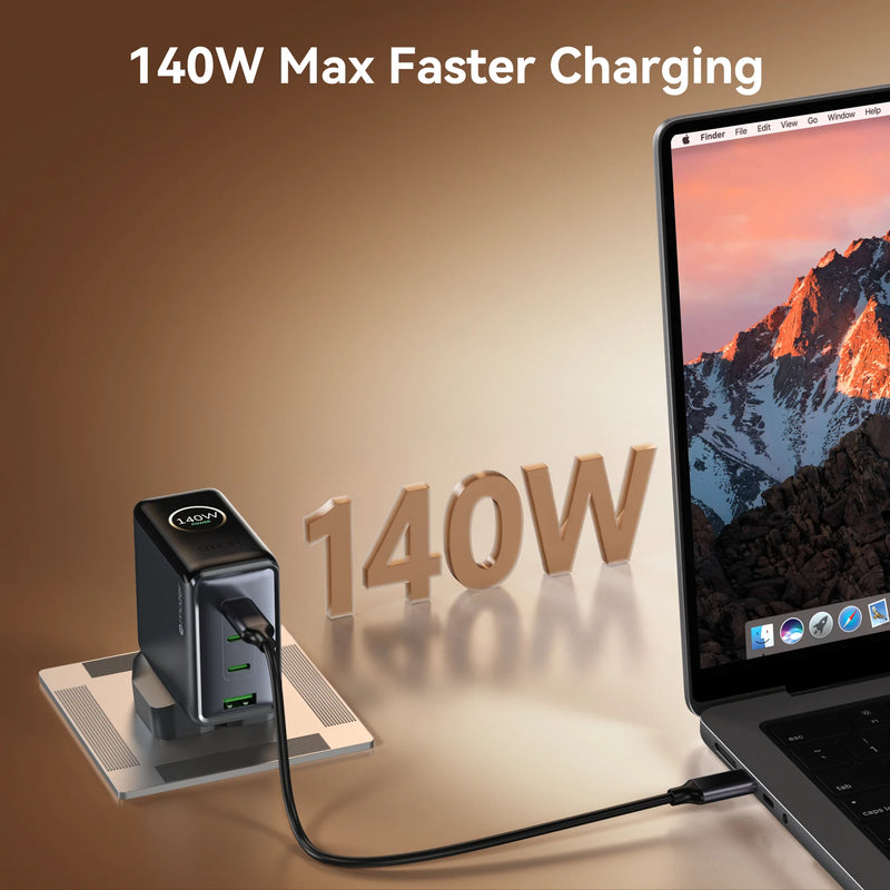 Mazer PrestigeGaN Ai 140W Foldable GaN Wall Charger (4 Ports)