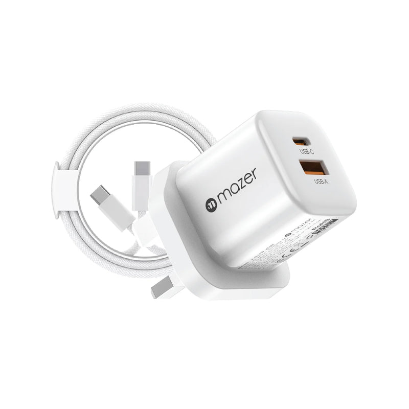 Mazer PrestigeGaN V6 35W GaN Wall Charger with Cable (UK Plug)