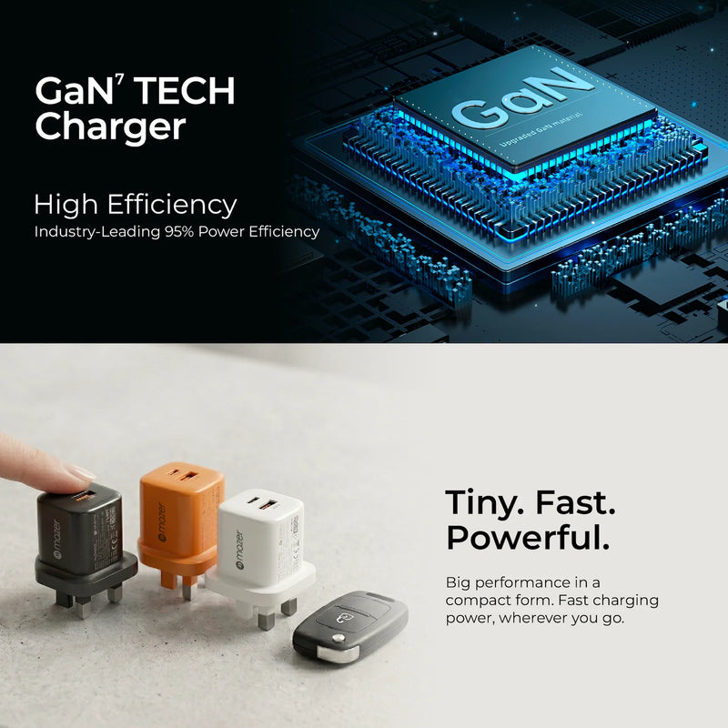 Mazer PrestigeGaN V6 35W GaN Wall Charger with Cable (UK Plug)