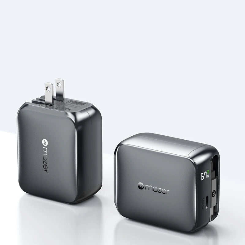 Mazer PrestigeGaN R 67W GaN Wall Charger with Retractable USB-C Cable