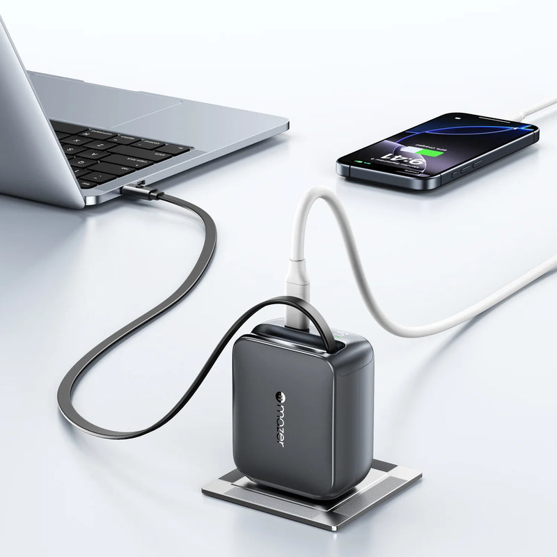 Mazer PrestigeGaN R 67W GaN Wall Charger with Retractable USB-C Cable