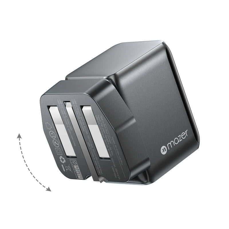 Mazer PrestigeGaN Ai 70W Foldable GaN Wall Charger (3 Ports)