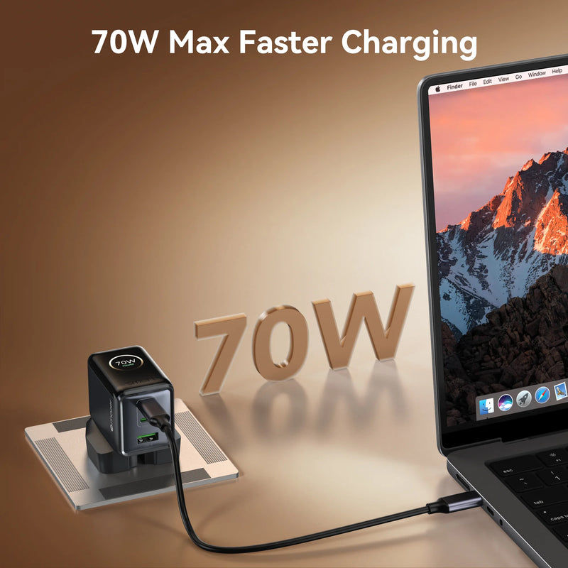Mazer PrestigeGaN Ai 70W Foldable GaN Wall Charger (3 Ports)