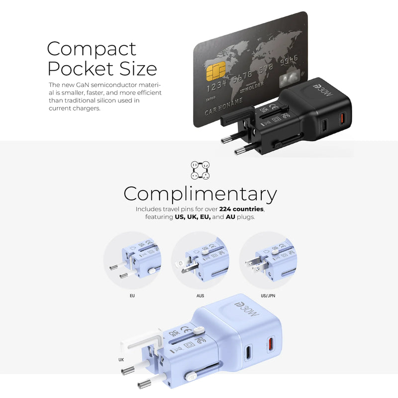 Mazer InfiniteTravel Pocket 30W Universal Travel Charger