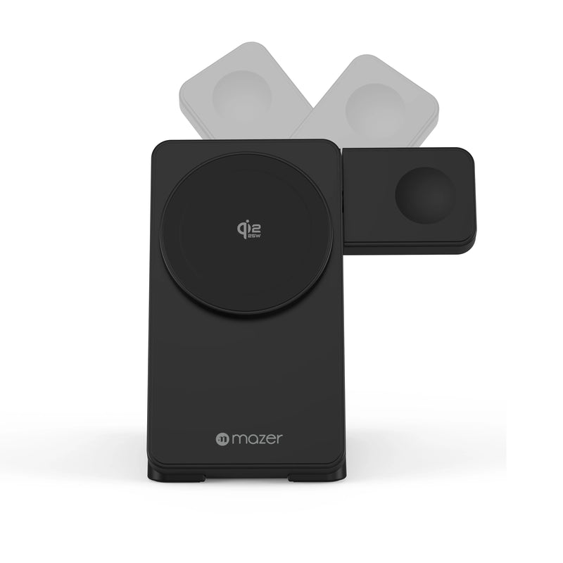 Mazer MagFold07 Qi2.2 Certified 25W Foldable 3-in-1 Wireless Charger