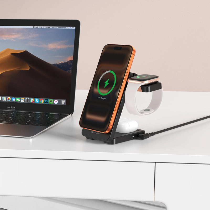 Mazer MagFold07 Qi2.2 Certified 25W Foldable 3-in-1 Wireless Charger