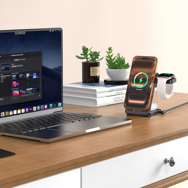 Mazer MagFold07 Qi2.2 Certified 25W Foldable 3-in-1 Wireless Charger