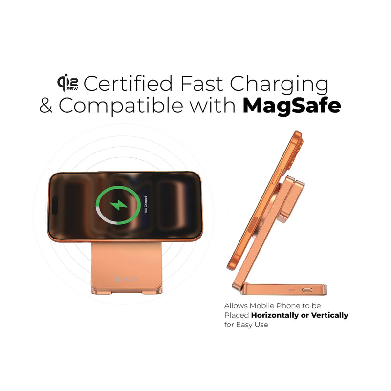 Mazer MagFold07 Qi2.2 Certified 25W Foldable 3-in-1 Wireless Charger