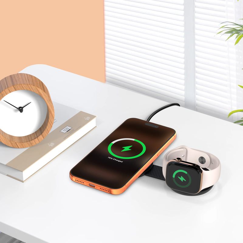 Mazer MagPad Duo2 Qi2.2 Certified 25W 2-in-1 Foldable Wireless Charging Pad