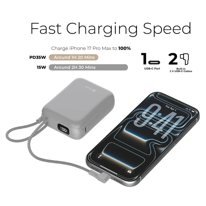 Mazer PowerCharge Nano 10,000mAh PD35W Power Bank (CCC Approved)