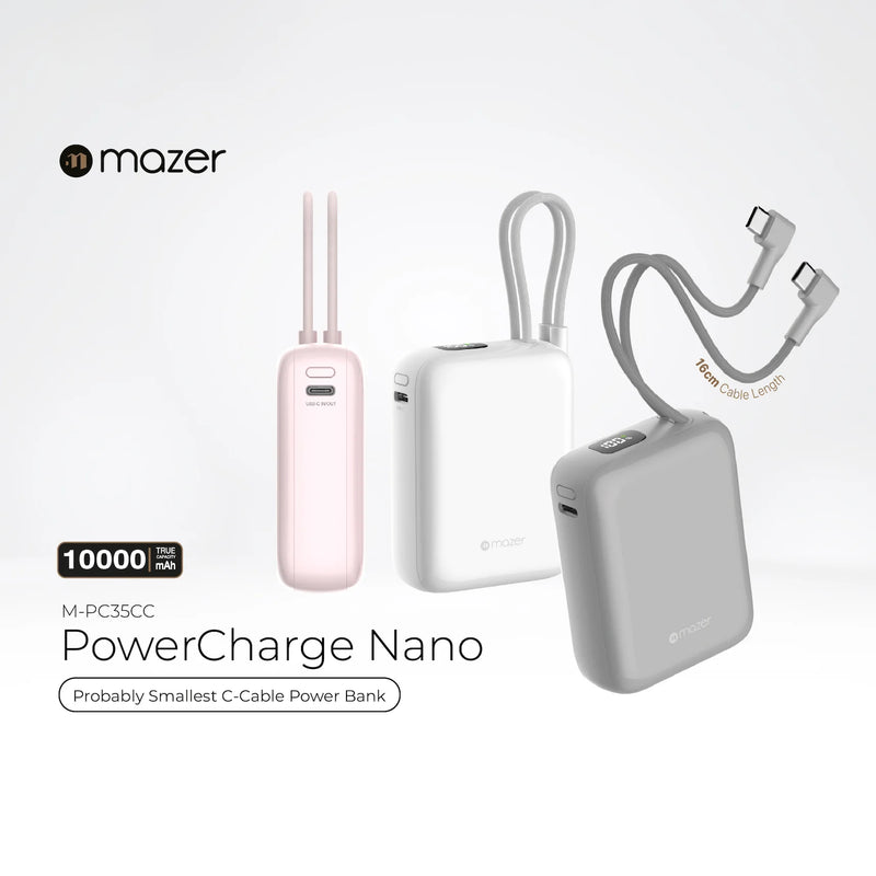Mazer PowerCharge Nano 10,000mAh PD35W Power Bank (CCC Approved)