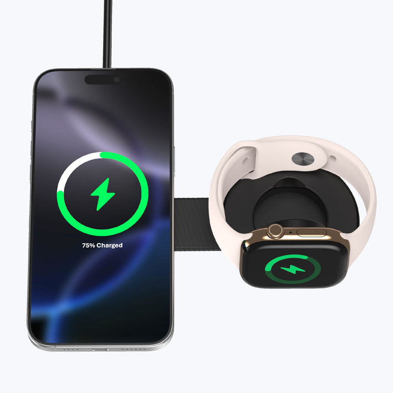 Mazer MagPad Duo Qi2 Certified 15W 2-in-1 Foldable Wireless Charging Pad