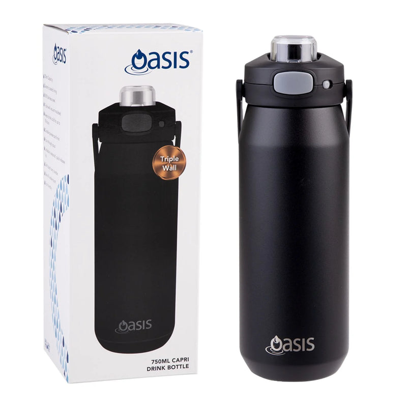 Oasis Ceramic Stainless Steel Triple Wall Capri Quick Release Drink Bottle (750ml)