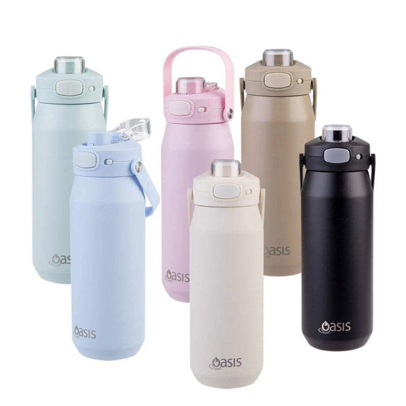 Oasis Ceramic Stainless Steel Triple Wall Capri Quick Release Drink Bottle (750ml)