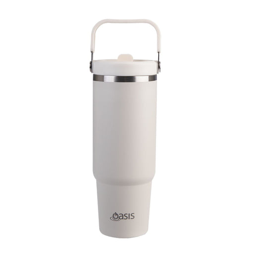 Oasis Stainless Steel Insulated Voyager Carry Tumbler With Sipper Straw (900ml) - Alabaster