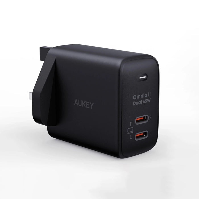 Aukey Omnia ll 45W Dual-Port PD with GaN Wall Charger (UK Plug)