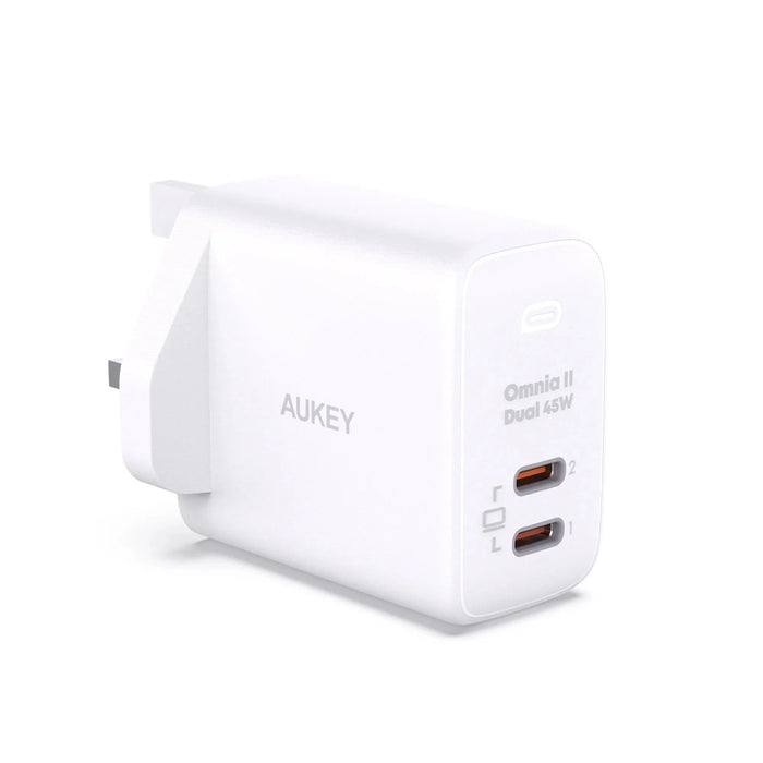 Aukey Omnia ll 45W Dual-Port PD with GaN Wall Charger (UK Plug)
