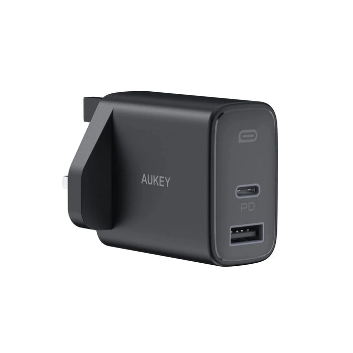 Aukey 32W Swift Series PD Dual USB-C & USB-A Wall Charger (UK Plug)