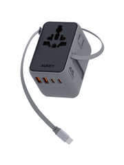 Aukey Globe Reel 45W GaN Universal Travel Adapter with Retractable Cable