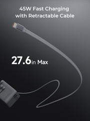 Aukey Globe Reel 45W GaN Universal Travel Adapter with Retractable Cable - 2