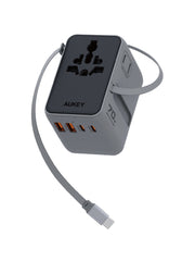 Aukey Globe Reel 70W GaN Universal Travel Adapter with Retractable Cable