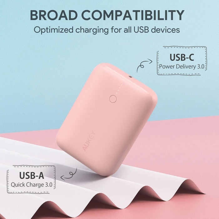 Aukey 10,000mAh Ultra-Compact Power Bank with 20W Fast Charge PD & QC3.0