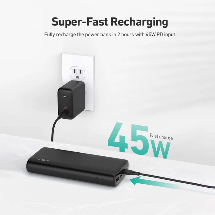 Aukey 20,000mAh Power Bank with 65W Fast Charge PD