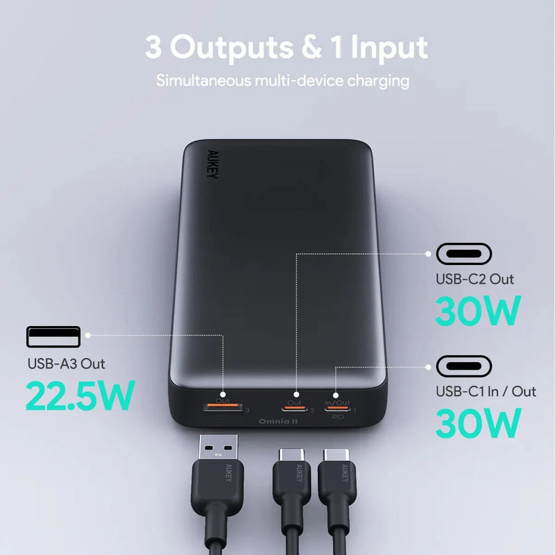 Aukey SprintX 30W 20,000mAh Power Bank with PD3.0