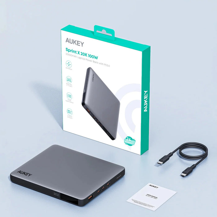 Aukey SprintX 100W 20,000mAh Laptop Power Bank with PD3.0