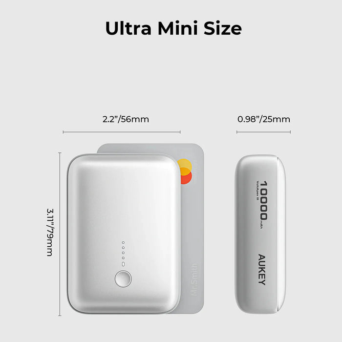 Aukey Spark Mini 10,000mAh Compact Fast Charging Power Bank with 20W PD