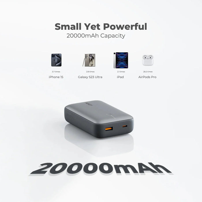 Aukey Spark Mini 20,000mAh Compact Fast Charging Power Bank with 20W PD