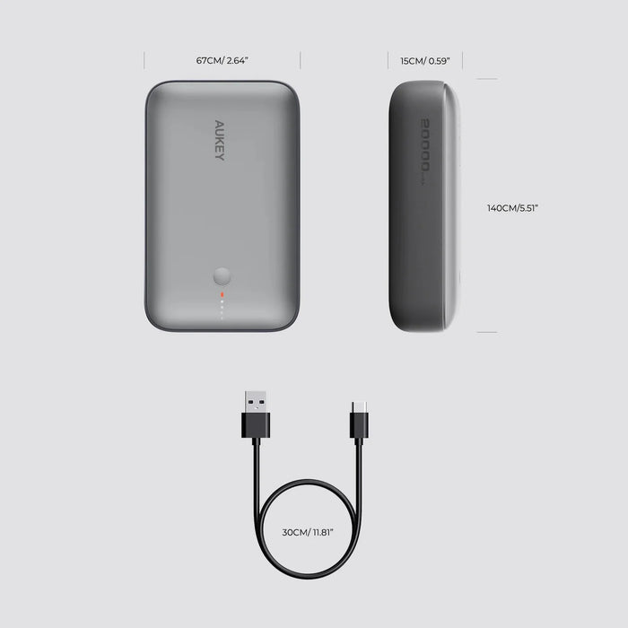 Aukey Spark Mini 20,000mAh Compact Fast Charging Power Bank with 20W PD