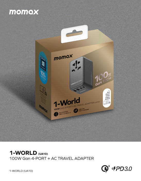 Momax 1-World 100W GaN Travel Adaptor