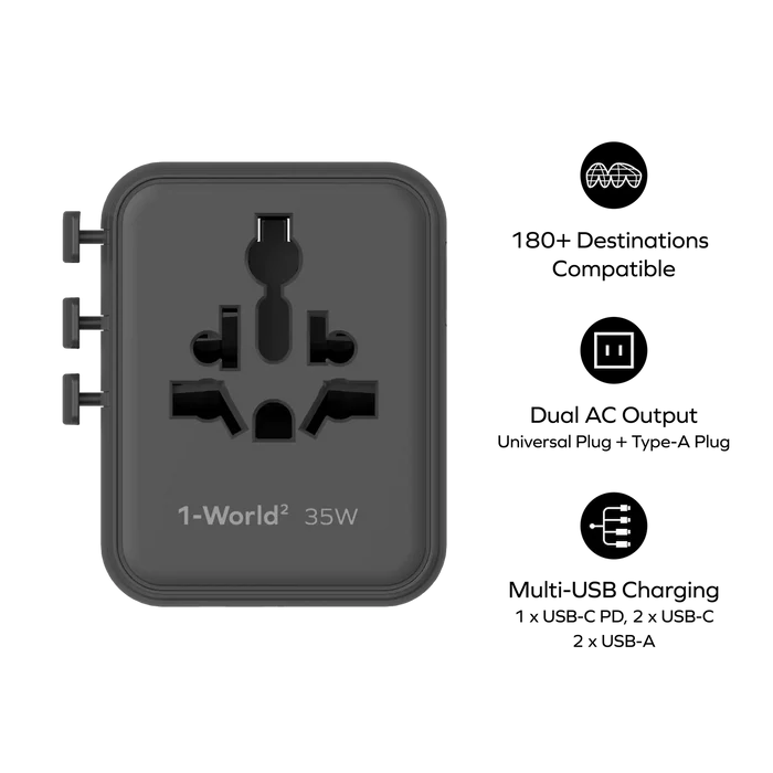 Momax 1-World 35W Universal GaN Travel Adaptor