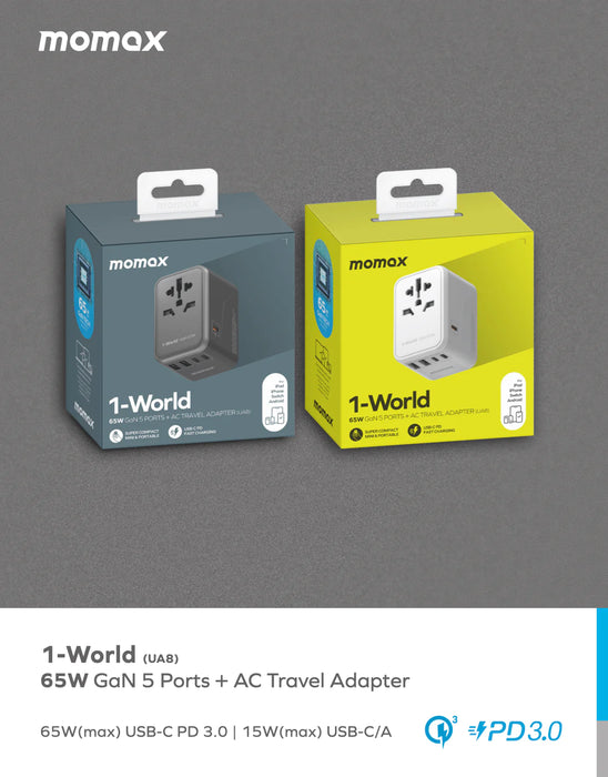 Momax 1-World 65W GaN Travel Adaptor