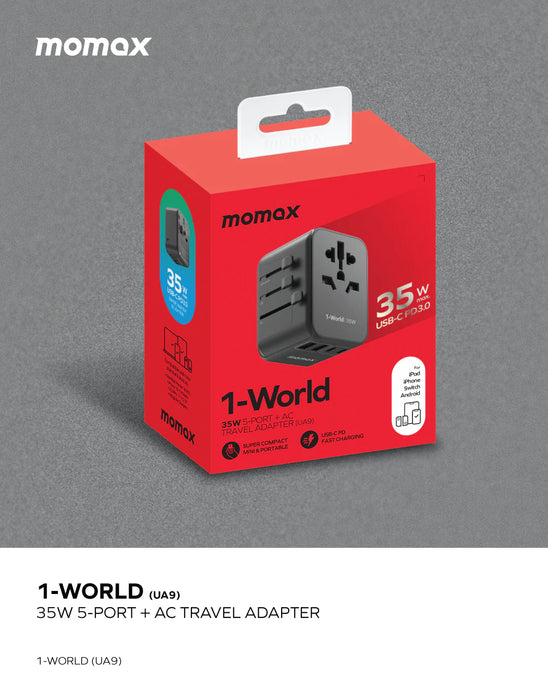 Momax 1-World 35W GaN Travel Adaptor