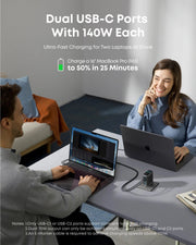 Anker 140W 4-Port GaN Wall Charger with Display and USB-C Cable, feature detail
