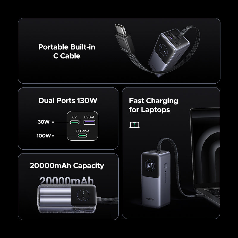 UGREEN PD 130W Laptop Power Bank (20,000mAh)