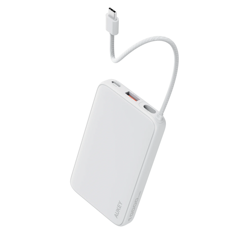 Aukey Spark Slim Power Bank with Built-in USB-C Cable (10,000mAh)