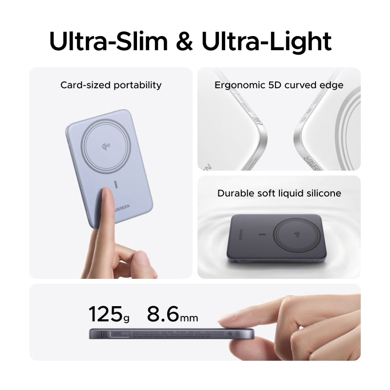 UGREEN Ultra Slim 15W Magnetic Wireless Power Bank (5,000mAh)