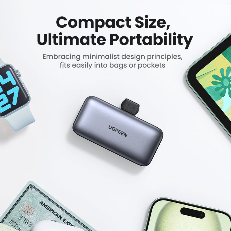 UGREEN 22.5W Power Bank with Built-in Cable (5,000mAh)