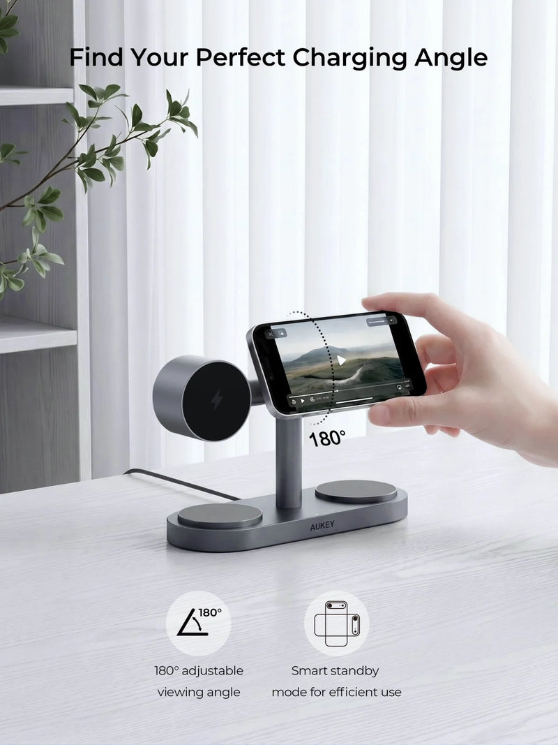 Aukey MagFusion Titan 4-in-1 Qi2.2 Magnetic Wireless Charging Station