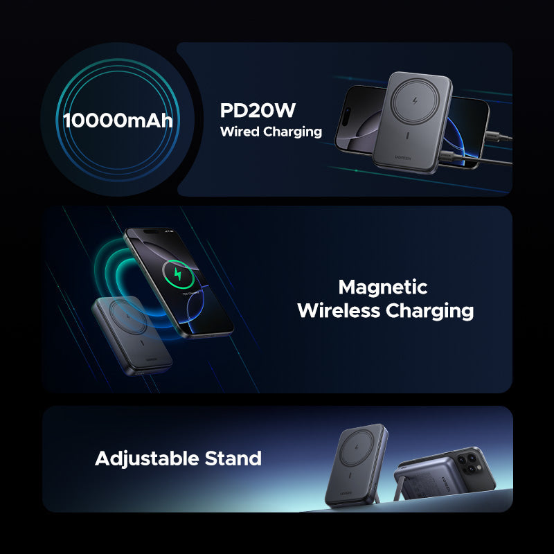 UGREEN Foldable Kickstand Magnetic Power Bank (10,000mAh)