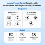 Aukey PB-MS20 MagFusion Vista 10,000mAh 15W Wireless Power Bank with Built-in Cable