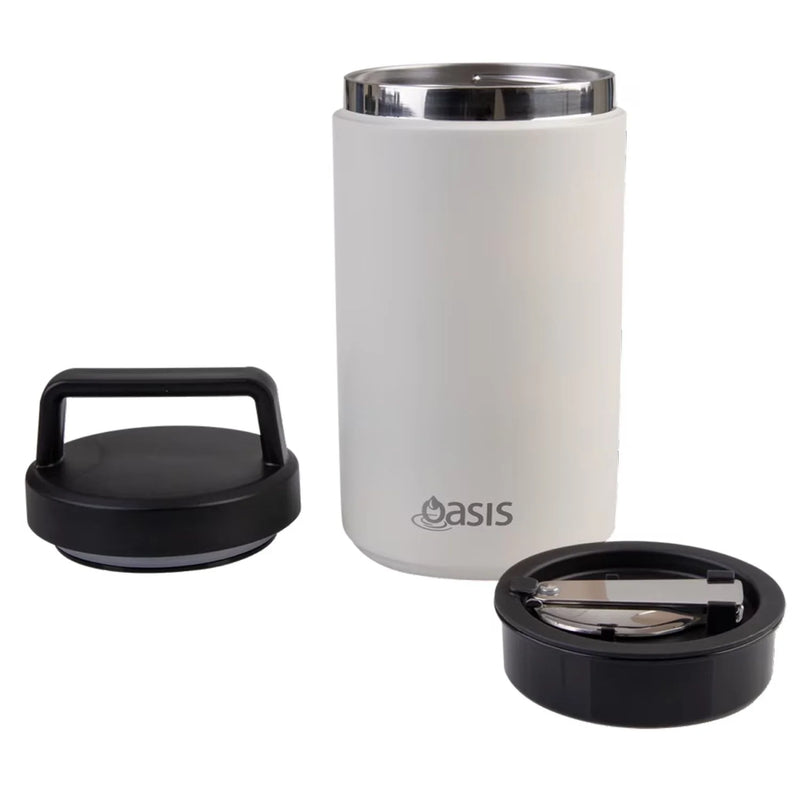 Oasis Stainless Steel Insulated Dual Compartment Food Jar with Handle & Spoon (700ml)