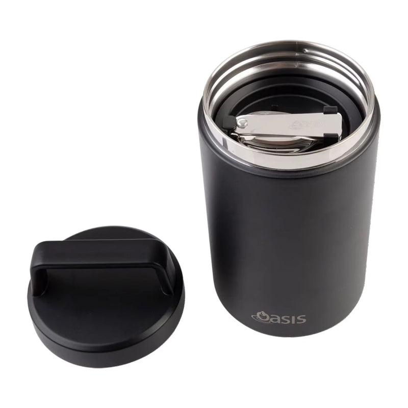 Oasis Stainless Steel Insulated Dual Compartment Food Jar with Handle & Spoon (700ml)
