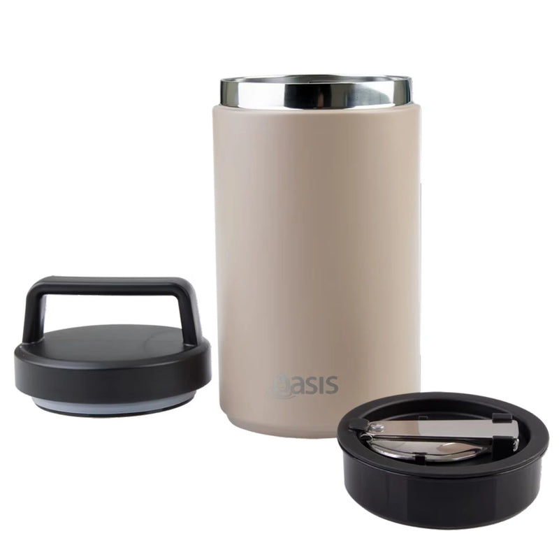 Oasis Stainless Steel Insulated Dual Compartment Food Jar with Handle & Spoon (700ml)