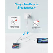 Anker 20W Dual-Port Wall Charger, feature detail