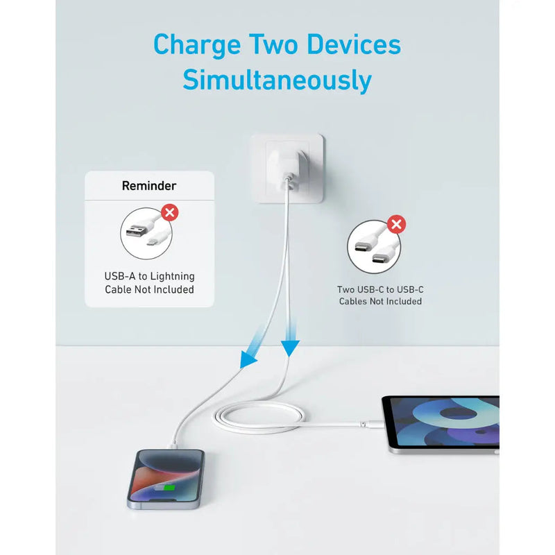 Anker 20W Dual-Port Wall Charger, feature detail
